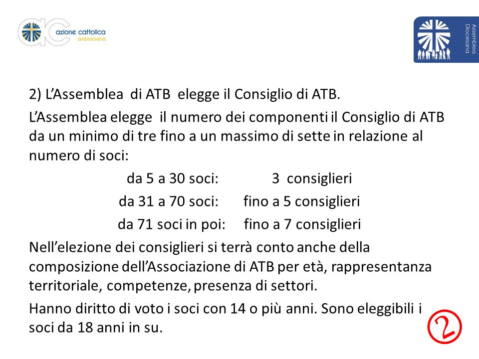 2) L’Assemblea di ATB elegge il Consiglio di ATB.