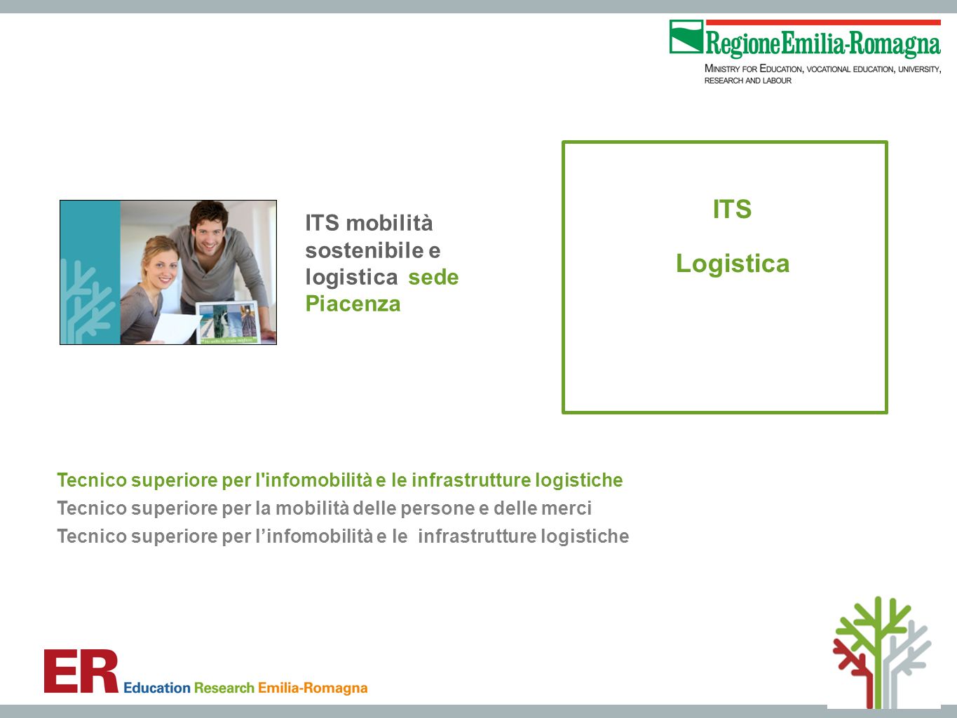 ITS mobilità sostenibile e logistica sede Piacenza ITS Logistica Tecnico superiore per l infomobilità e le infrastrutture logistiche Tecnico superiore per la mobilità delle persone e delle merci Tecnico superiore per l’infomobilità e le infrastrutture logistiche