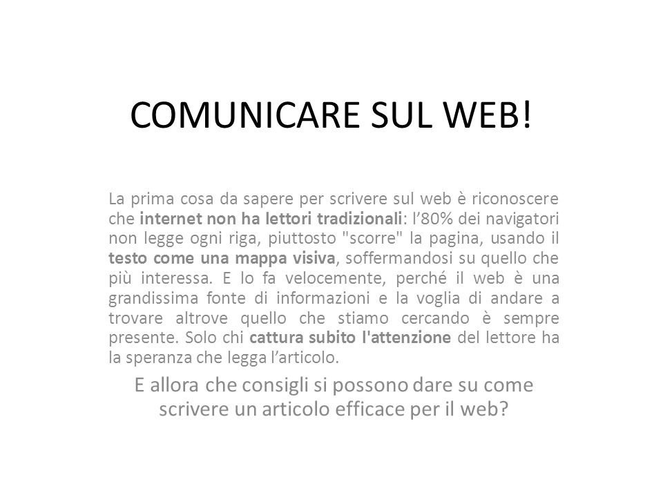 COMUNICARE SUL WEB.