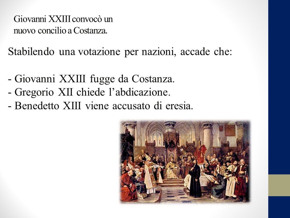 Giovanni XXIII convocò un nuovo concilio a Costanza.